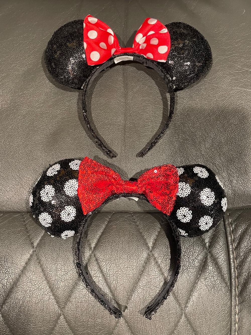 Disney World Minnie Mouse Ears Bow Headbands 2PCS Classic Sequin Disneyland